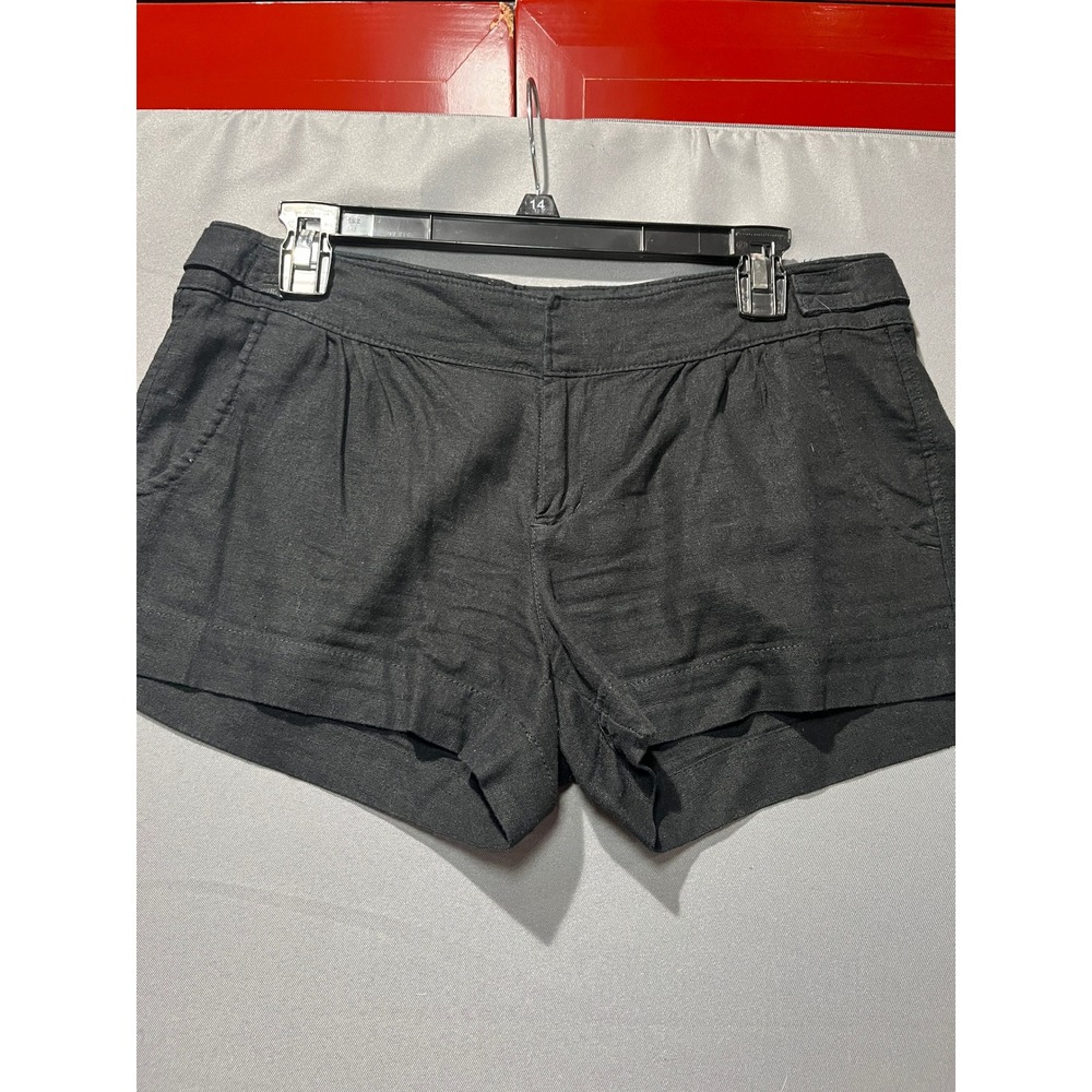 Old Navy Black Linen Blend Pleated Mid Rise Shorts Size 8 S/833683-01 -0150